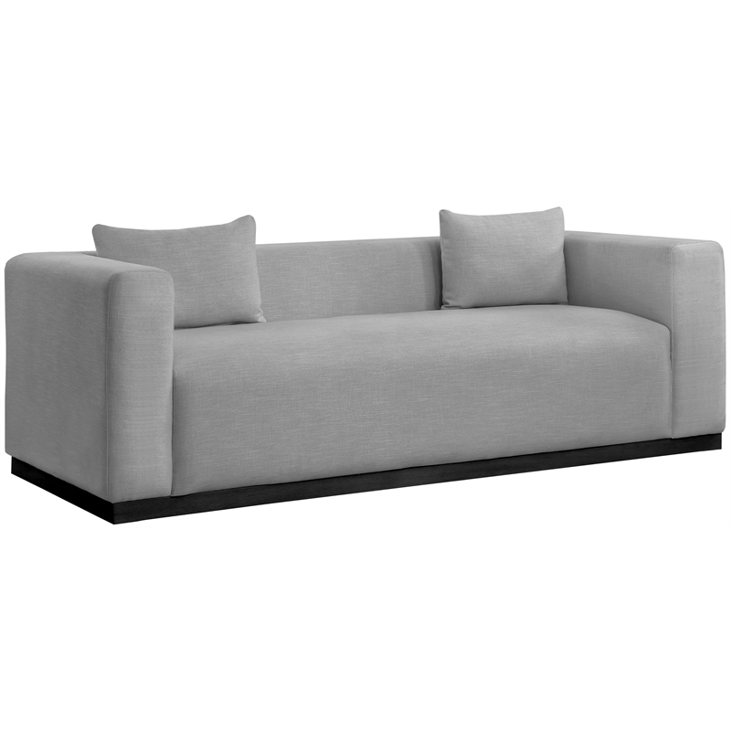 Bowery Hill Contemporary Rich Grey Linen Textured Fabic Sofa