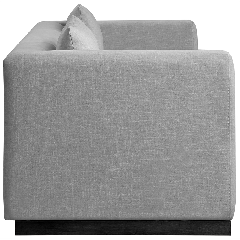 Bowery Hill Contemporary Rich Grey Linen Textured Fabic Sofa