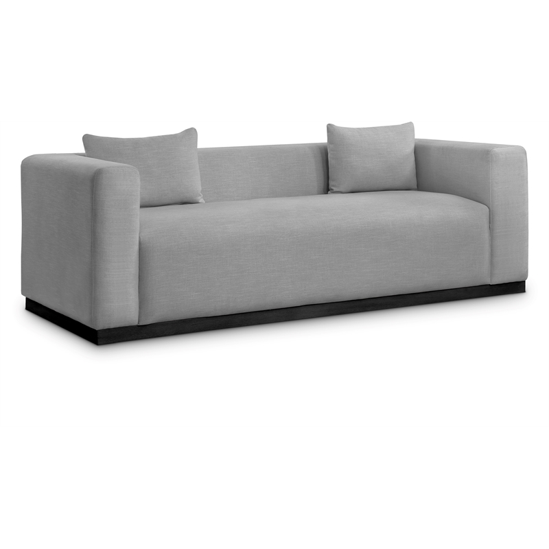 Bowery Hill Contemporary Rich Grey Linen Textured Fabic Sofa