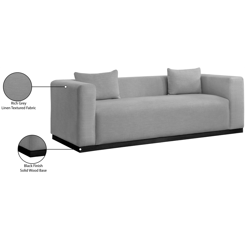 Bowery Hill Contemporary Rich Grey Linen Textured Fabic Sofa