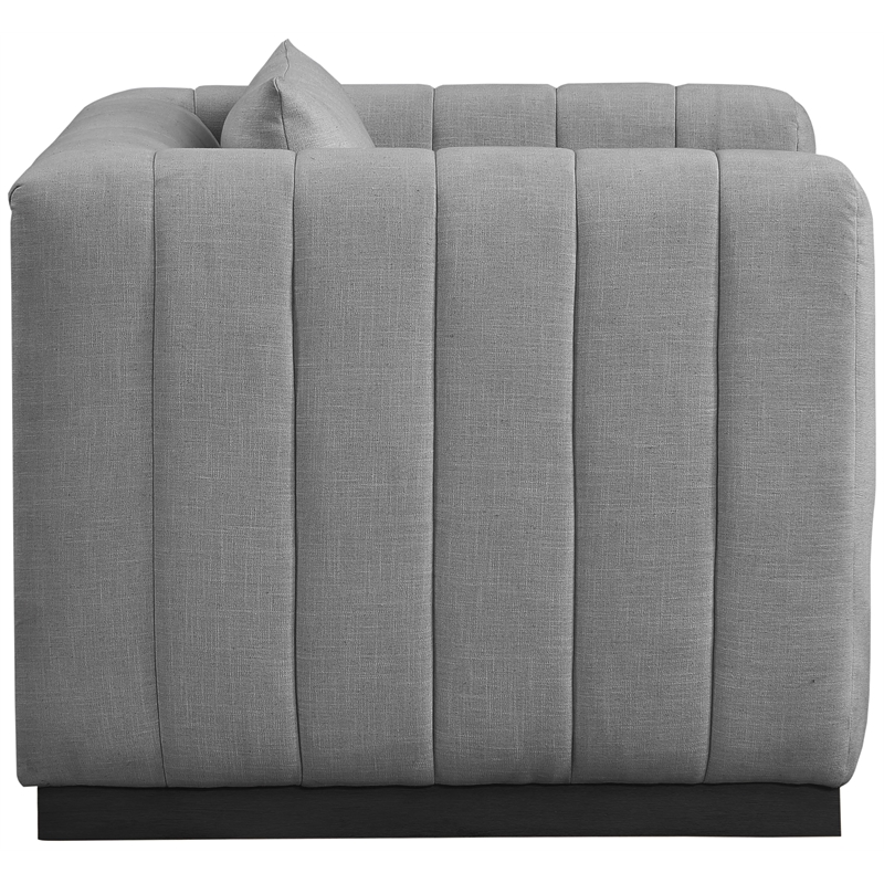 Bowery Hill Contemporary Rich Grey Linen Textured Fabric Chair