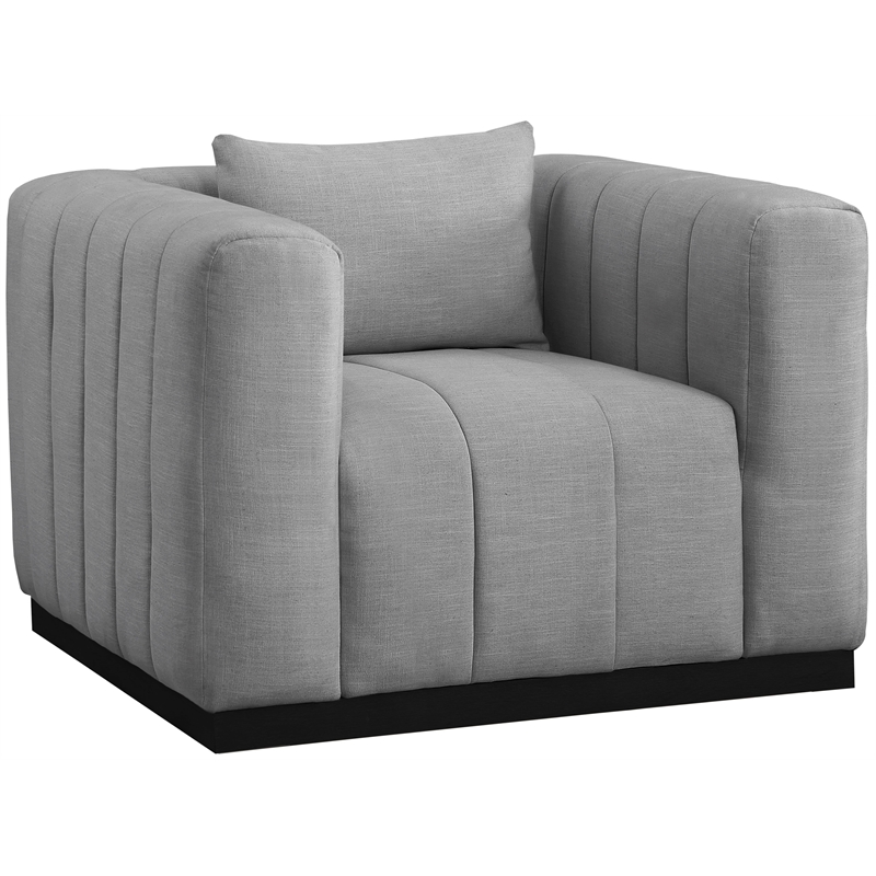 Bowery Hill Contemporary Rich Grey Linen Textured Fabric Chair