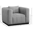 Bowery Hill Contemporary Rich Grey Linen Textured Fabric Chair