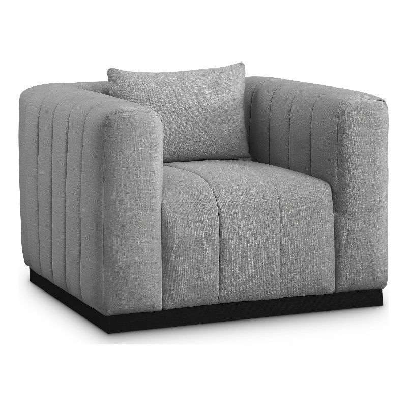 Bowery Hill Contemporary Rich Grey Linen Textured Fabric Chair