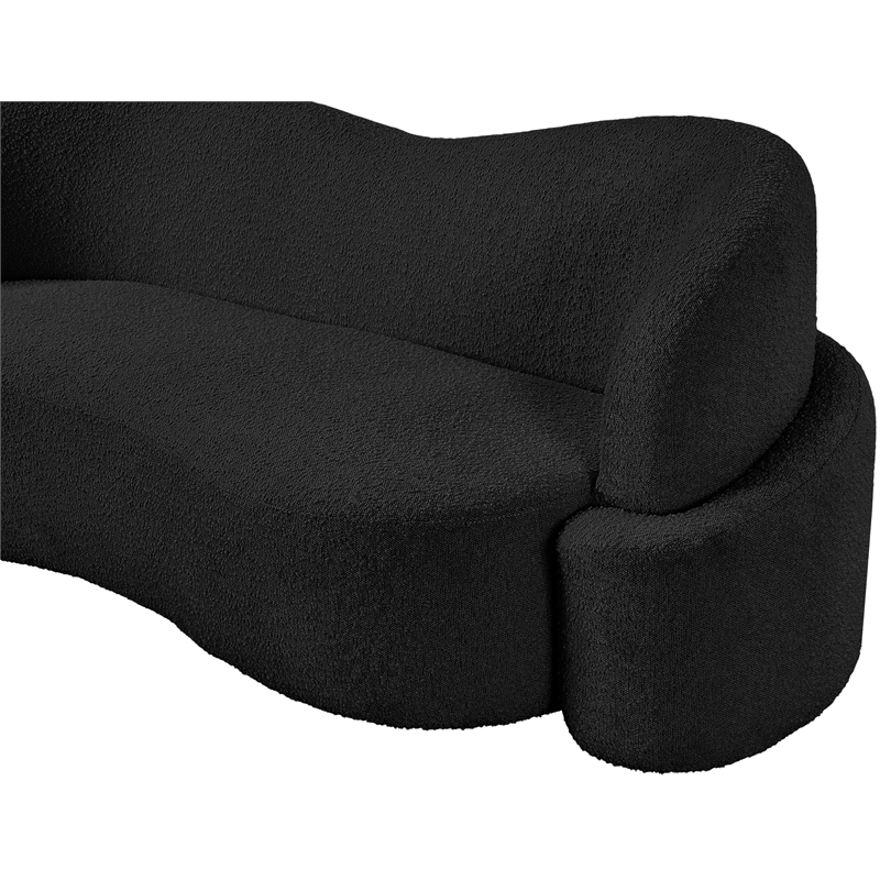 Bowery Hill Contemporary Rich Black Boucle Durable Fabric Sofa