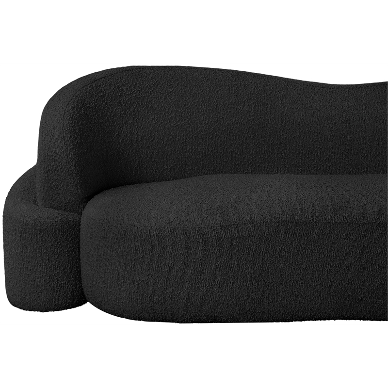 Bowery Hill Contemporary Rich Black Boucle Durable Fabric Sofa