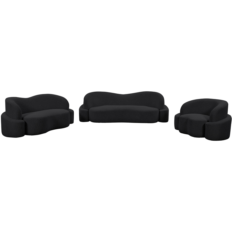 Bowery Hill Contemporary Rich Black Boucle Durable Fabric Sofa