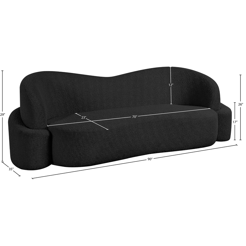 Bowery Hill Contemporary Rich Black Boucle Durable Fabric Sofa