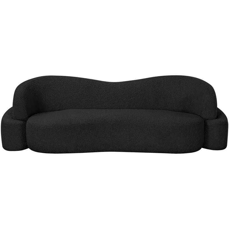 Bowery Hill Contemporary Rich Black Boucle Durable Fabric Sofa