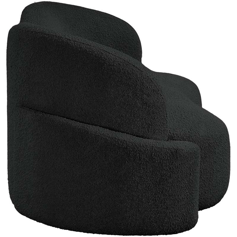 Bowery Hill Contemporary Rich Black Boucle Durable Fabric Sofa