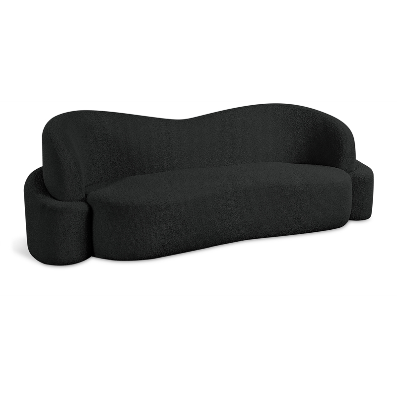 Bowery Hill Contemporary Rich Black Boucle Durable Fabric Sofa