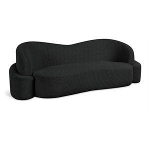 Bowery Hill Contemporary Rich Black Boucle Durable Fabric Sofa