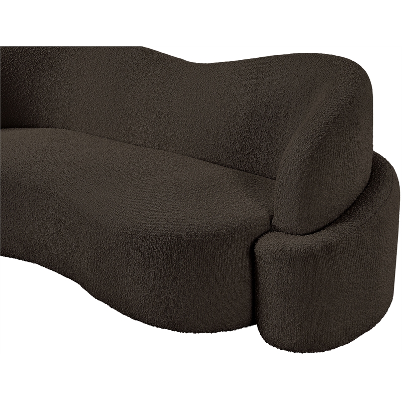 Bowery Hill Contemporary Rich Brown Boucle Durable Fabric Sofa