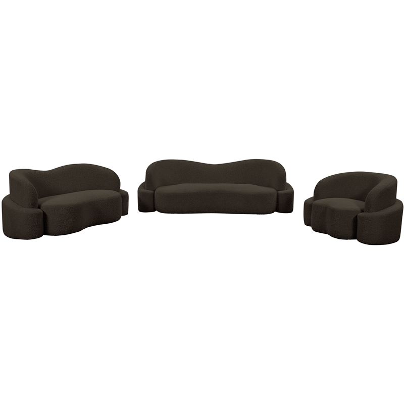 Bowery Hill Contemporary Rich Brown Boucle Durable Fabric Sofa