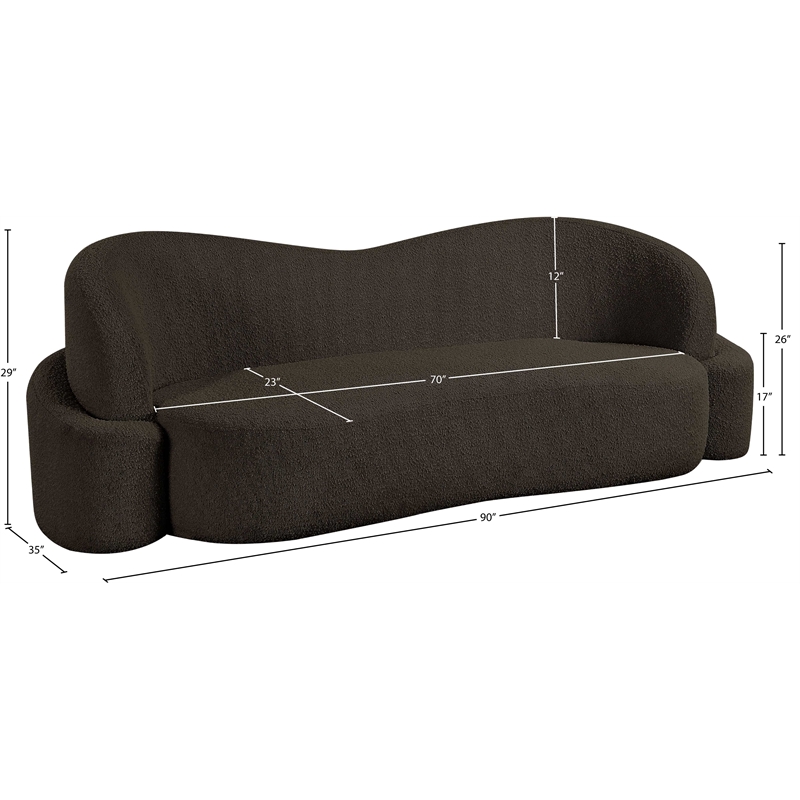 Bowery Hill Contemporary Rich Brown Boucle Durable Fabric Sofa