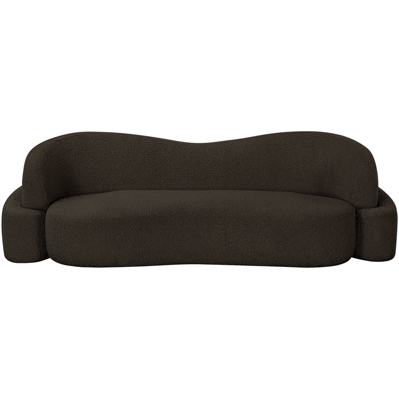 Bowery Hill Contemporary Rich Brown Boucle Durable Fabric Sofa