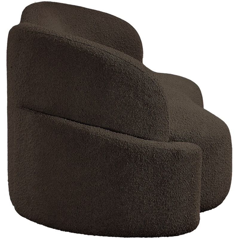 Bowery Hill Contemporary Rich Brown Boucle Durable Fabric Sofa
