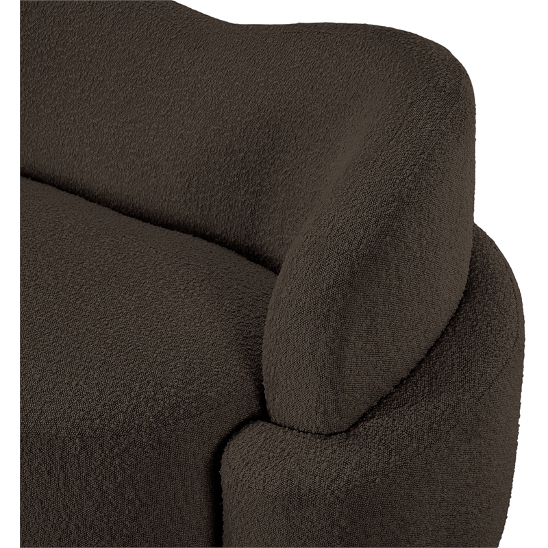 Bowery Hill Contemporary Rich Brown Boucle Durable Fabric Sofa