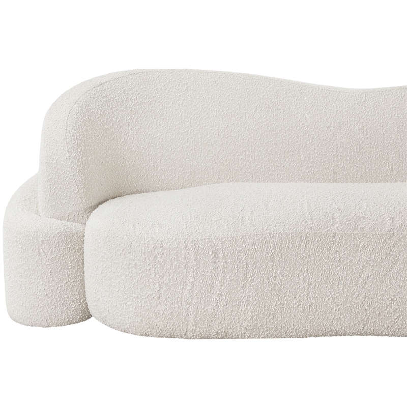 Bowery Hill Contemporary Rich Cream Boucle Durable Fabric Sofa