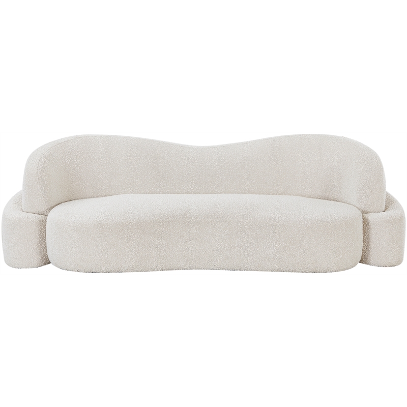 Bowery Hill Contemporary Rich Cream Boucle Durable Fabric Sofa