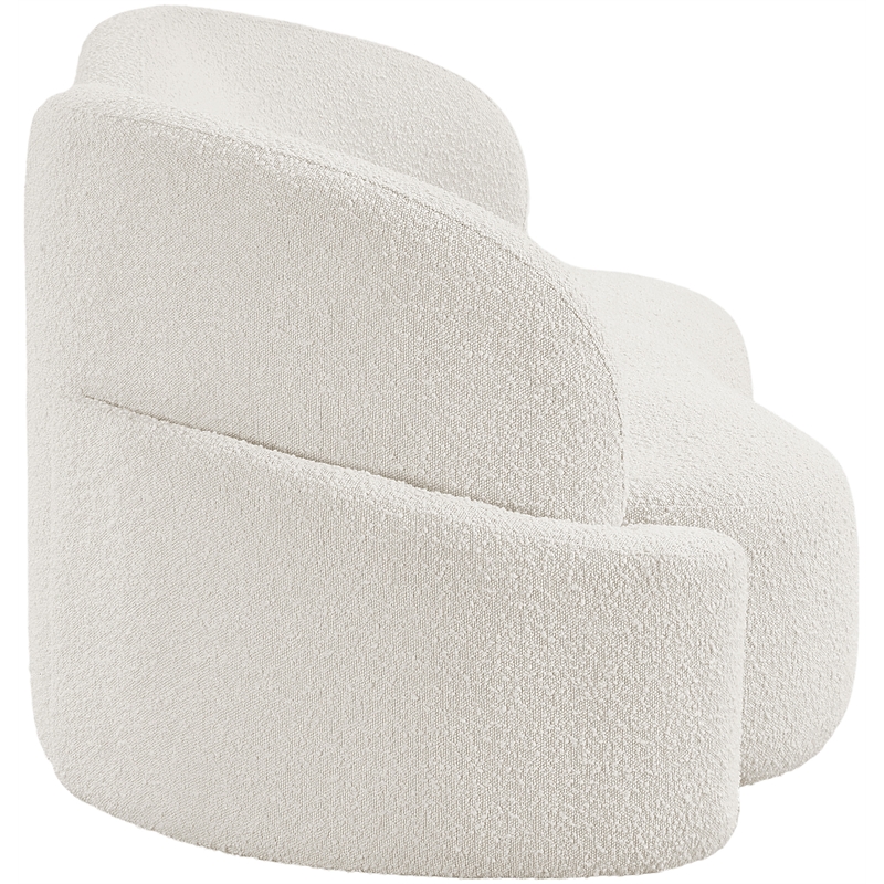 Bowery Hill Contemporary Rich Cream Boucle Durable Fabric Sofa