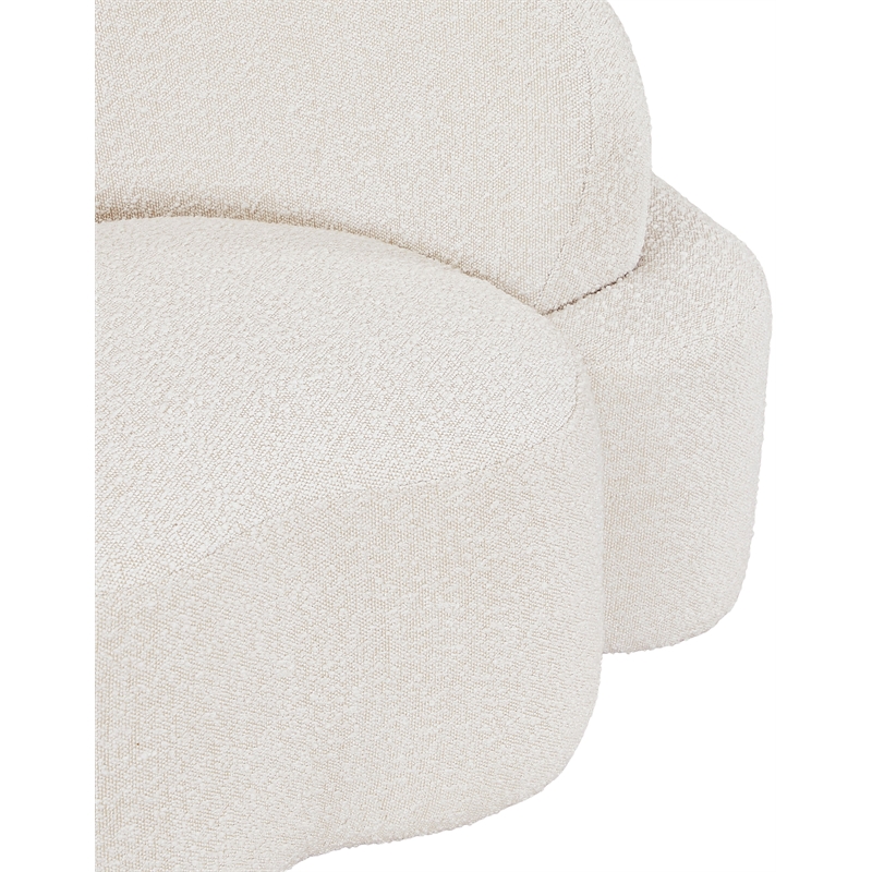 Bowery Hill Contemporary Rich Cream Boucle Durable Fabric Sofa