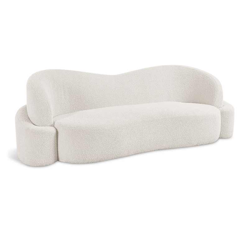 Bowery Hill Contemporary Rich Cream Boucle Durable Fabric Sofa