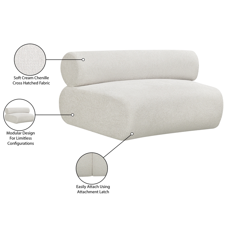 Bowery Hill Contemporary Cream Chenille Fabric Modular Chair
