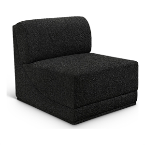 Bowery Hill Contemporary Rich Black Boucle Durable Fabric Armless