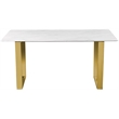 Bowery Hill Contemporary Stone With White Marble Veneer Top Dining Table