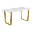 Bowery Hill Contemporary Stone With White Marble Veneer Top Dining Table