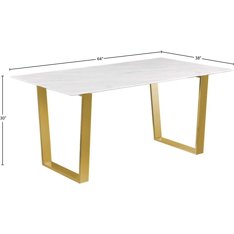 Bowery Hill Contemporary Stone With White Marble Veneer Top Dining Table