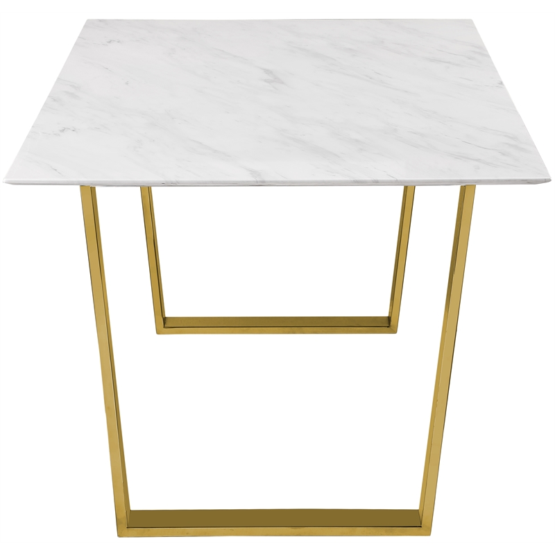 Bowery Hill Contemporary Stone With White Marble Veneer Top Dining Table