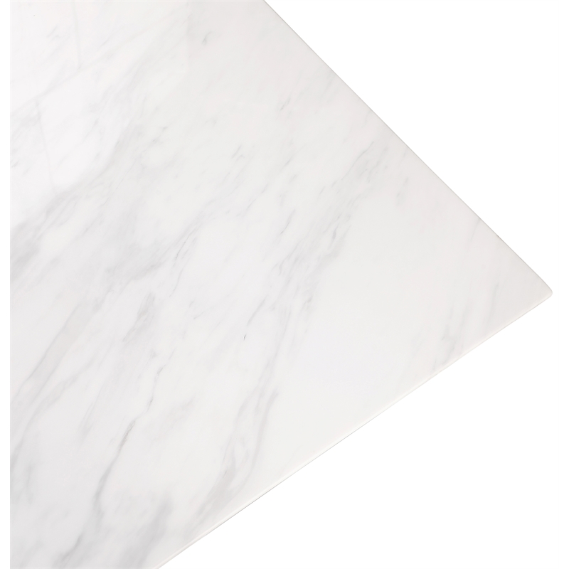 Bowery Hill Contemporary Stone With White Marble Veneer Top Dining Table
