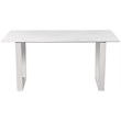 Bowery Hill Contemporary Stone With White Marble Veneer Top Dining Table