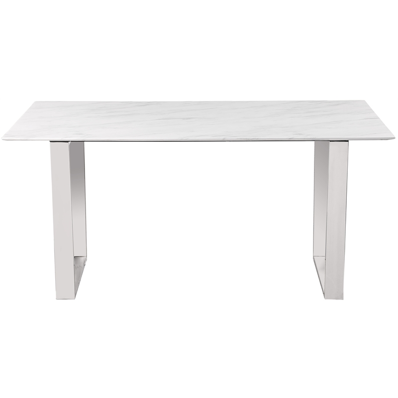 Bowery Hill Contemporary Stone With White Marble Veneer Top Dining Table