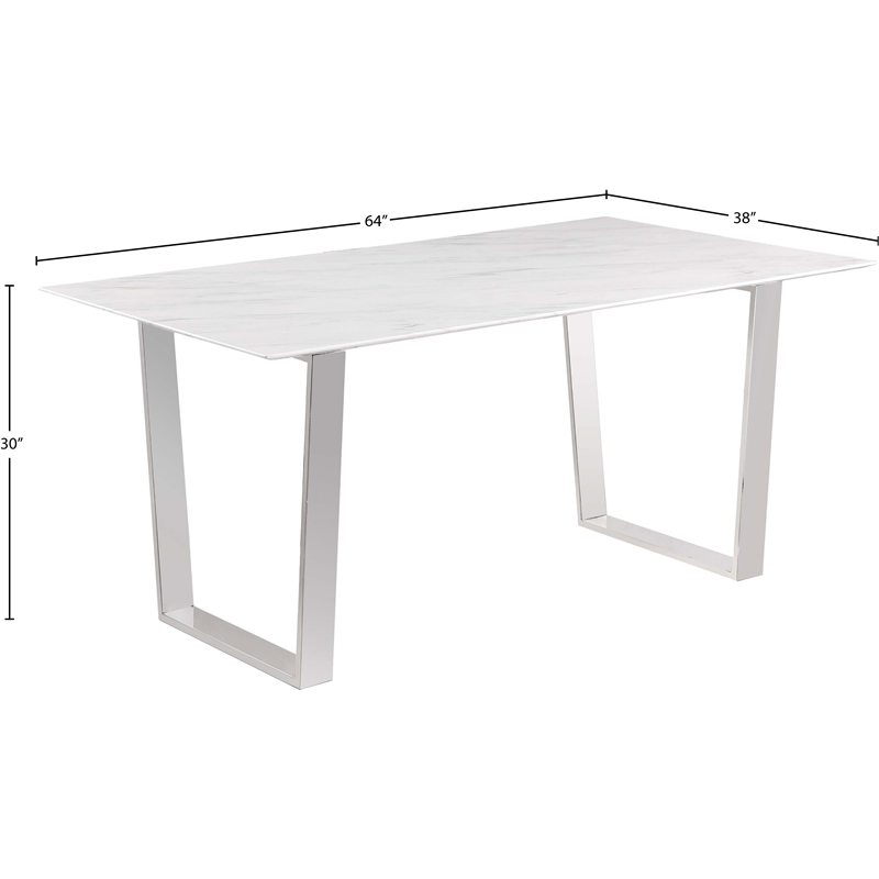 Bowery Hill Contemporary Stone With White Marble Veneer Top Dining Table