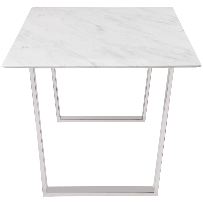 Bowery Hill Contemporary Stone With White Marble Veneer Top Dining Table