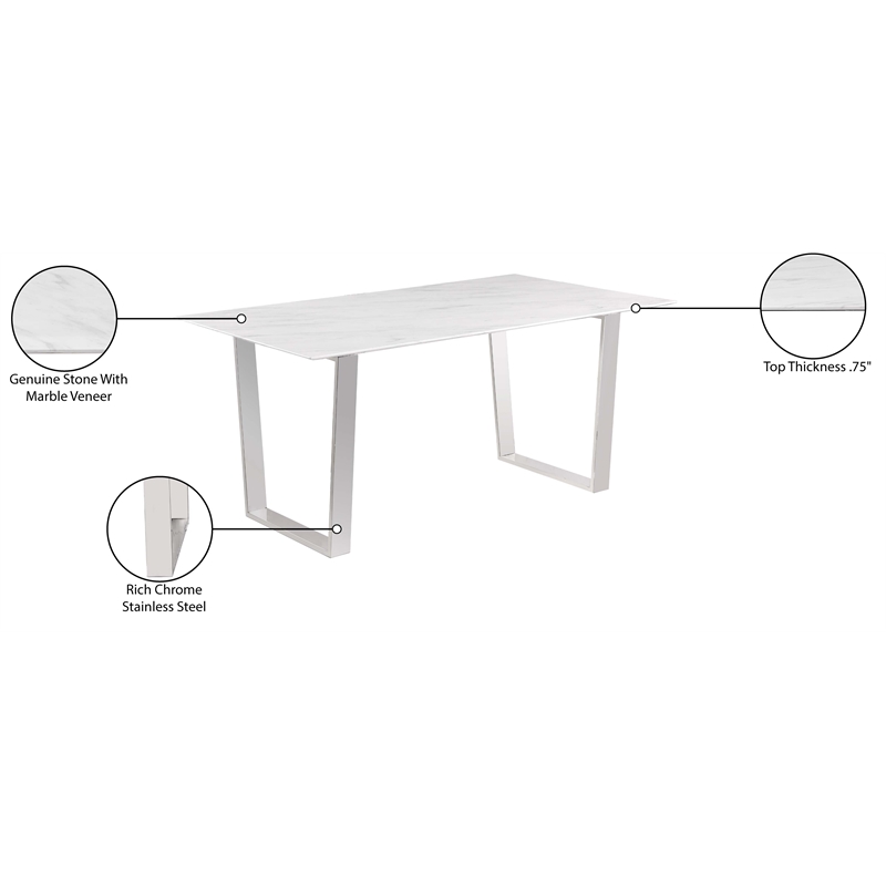 Bowery Hill Contemporary Stone With White Marble Veneer Top Dining Table