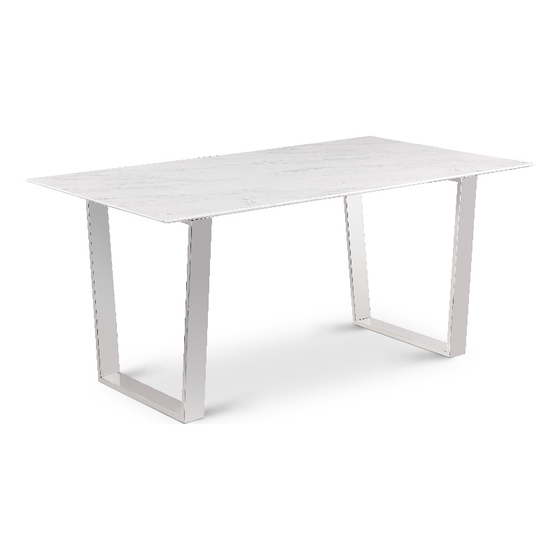 Bowery Hill Contemporary Stone With White Marble Veneer Top Dining Table
