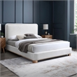 Bowery Hill Contemporary Cream Linen Textured Fabric King Bed
