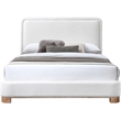 Bowery Hill Contemporary Cream Linen Textured Fabric King Bed