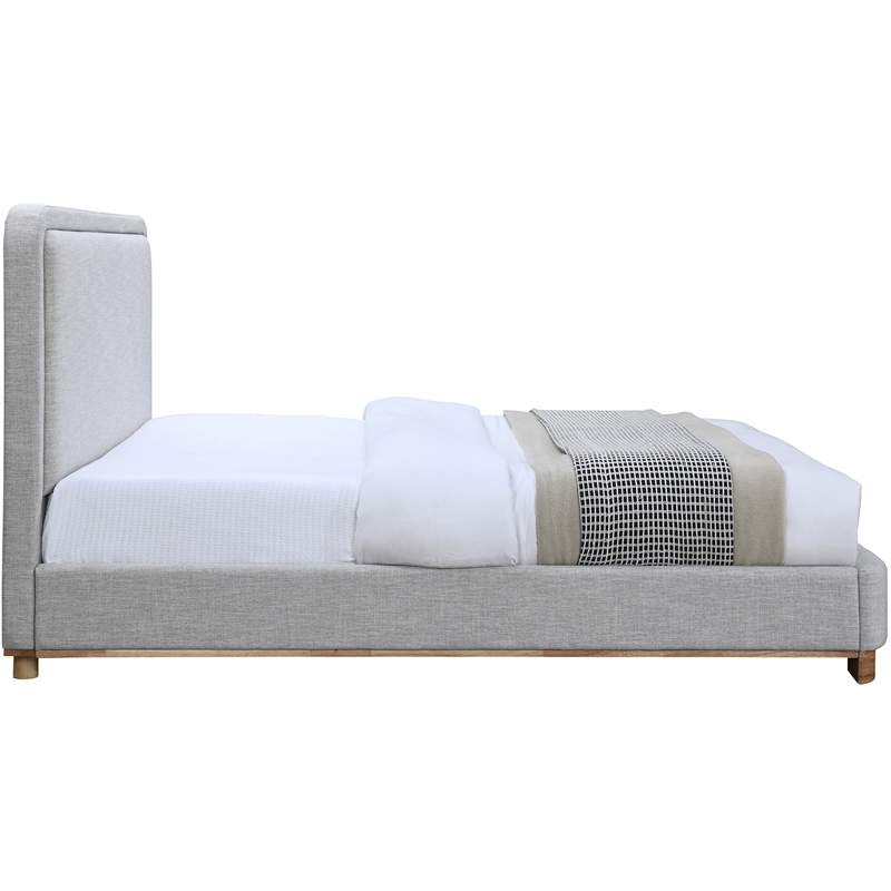 Bowery Hill Contemporary Grey Linen Textured Fabric King Bed