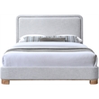 Bowery Hill Contemporary Grey Linen Textured Fabric Queen Bed