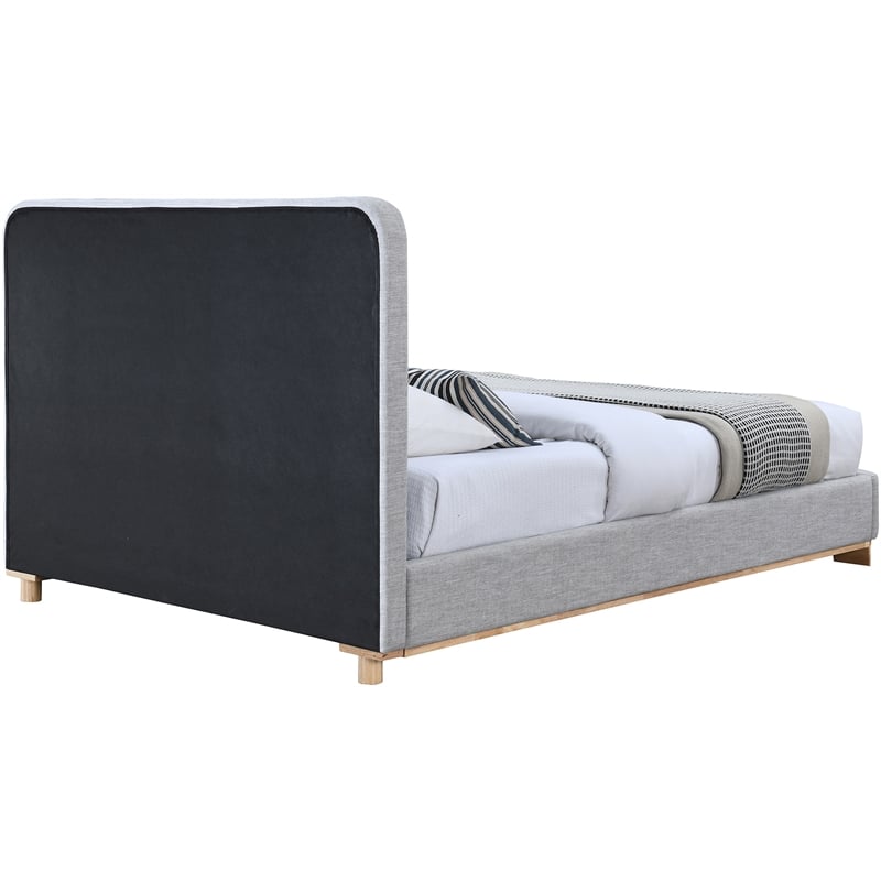 Bowery Hill Contemporary Grey Linen Textured Fabric Queen Bed