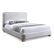 Bowery Hill Contemporary Grey Linen Textured Fabric Queen Bed