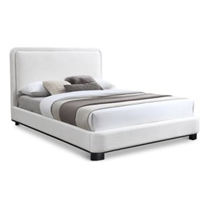 Bowery Hill Contemporary Cream Linen Textured Fabric King Bed