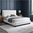 Bowery Hill Contemporary Cream Linen Textured Fabric Queen Bed