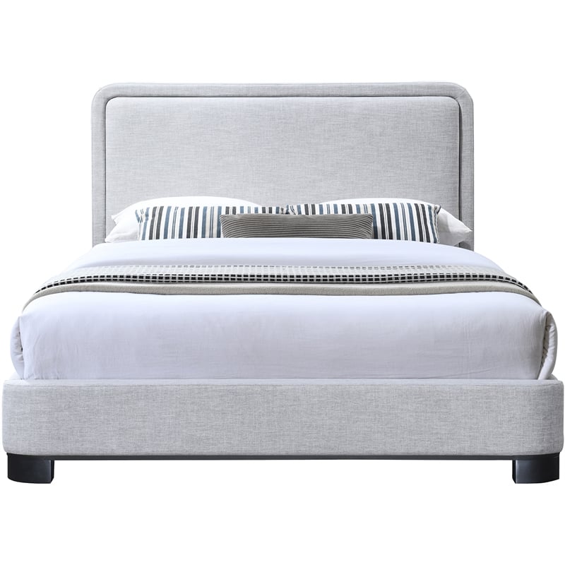 Bowery Hill Contemporary Grey Linen Textured Fabric Full Bed