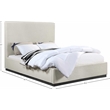 Bowery Hill Contemporary Beige Linen Textured Fabric Queen Bed